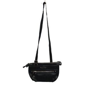 Kenneth Cole Womens Crossbody Bag Black Faux Leather Adjustable Strap Mini